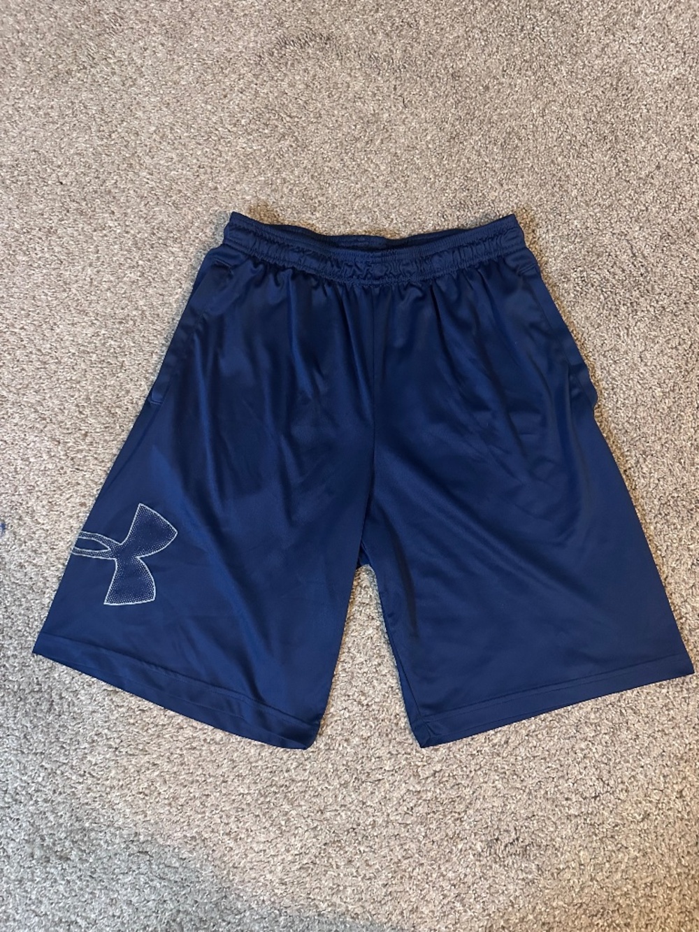 Mens Size Medium Navy Blue Under Armour Loose Basketball Shorts